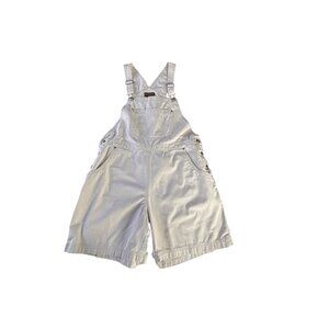 Vintage Y2K Woolrich Women's Light Beige Cotton Overall Shorts Size M